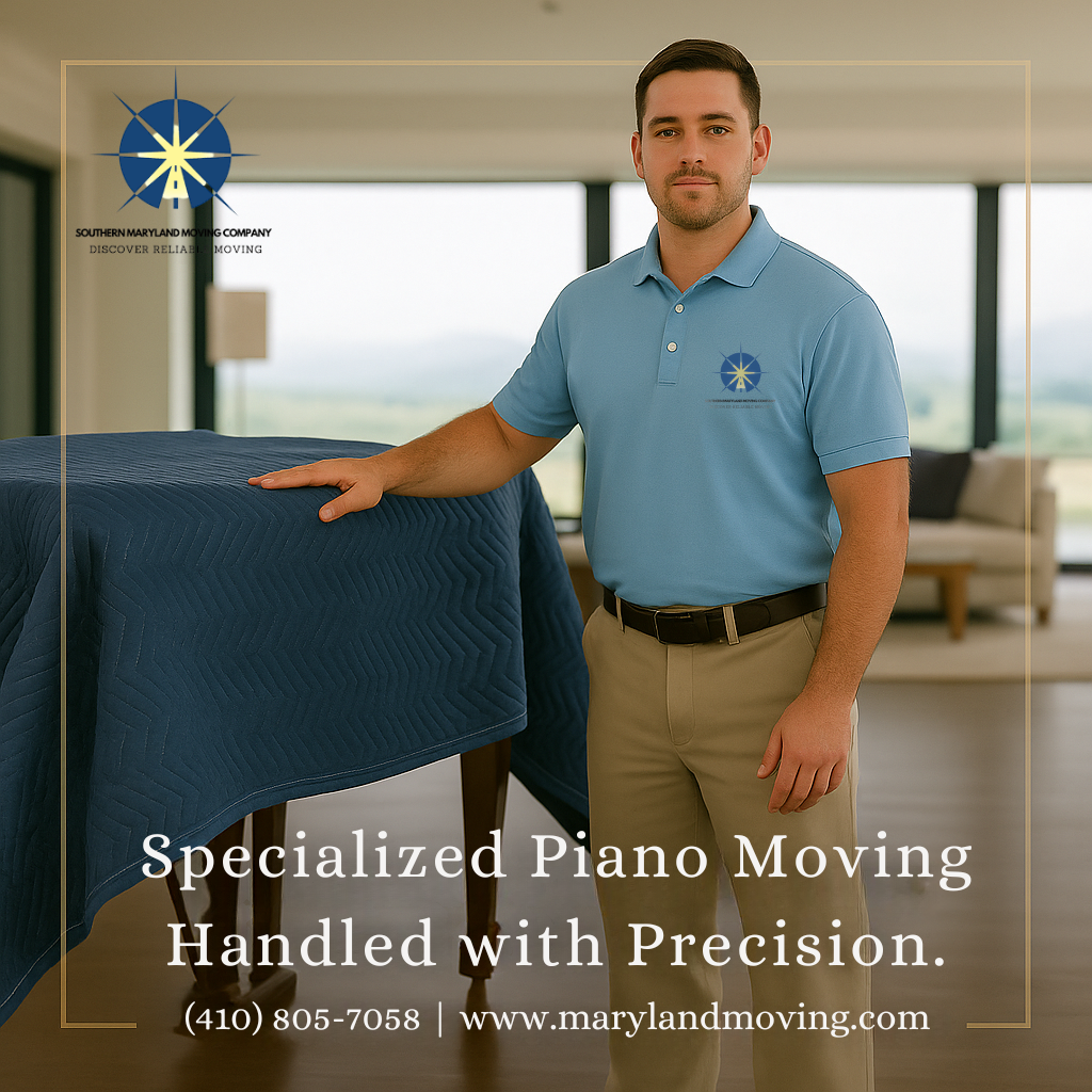 Need to move a piano or oversized item in Maryland? Southern Maryland Moving offers expert, insured handling. Call (410) 805-7058 for a free quote today!